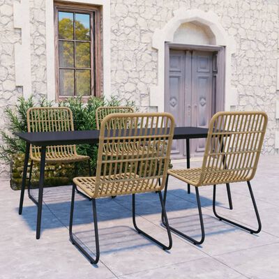 vidaXL 5-tlg. Garten-Essgruppe Poly Rattan und Glas