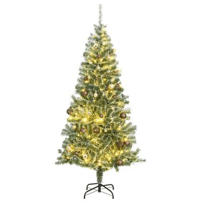 vidaXL Künstlicher Weihnachtsbaum 300 LEDs & Kugeln Beschneit 240 cm