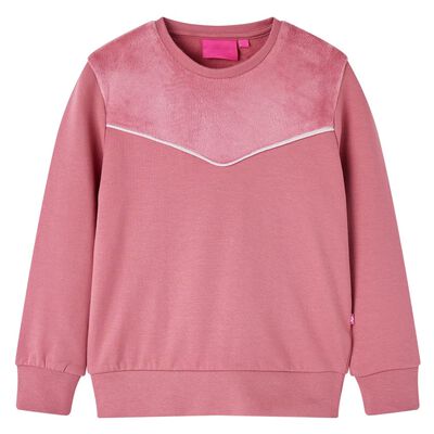 Kinder-Sweatshirt Samt-Patchwork Himbeerrosa 140