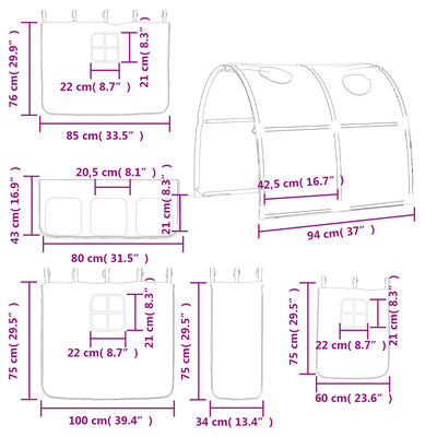 vidaXL Kinderhochbett mit Tunnel Rosa 80x200 cm Massivholz Kiefer