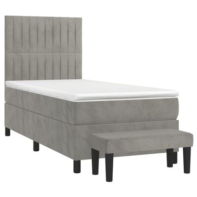 vidaXL Boxspringbett mit Matratze Hellgrau 80x200 cm Samt