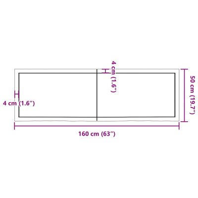 vidaXL Waschtischplatte Dunkelbraun 160x50x(2-4)cm Massivholz