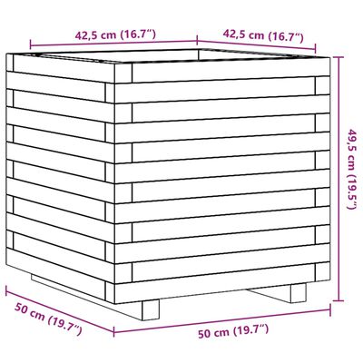 vidaXL Pflanzkübel Weiß 50x50x49,5 cm Massivholz Kiefer