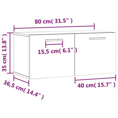 vidaXL Wandschrank Grau Sonoma 80x36,5x35 cm Holzwerkstoff