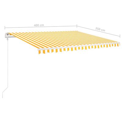 vidaXL Markise Manuell Einziehbar mit LED 4x3,5 m Gelb & Weiß