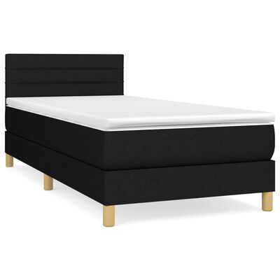 vidaXL Boxspringbett mit Matratze Schwarz 80x200 cm Stoff