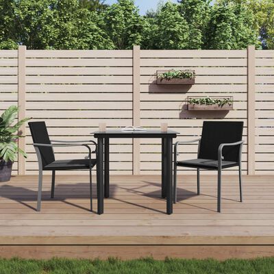 vidaXL 3-tlg. Garten-Essgruppe mit Kissen Poly Rattan und Stahl