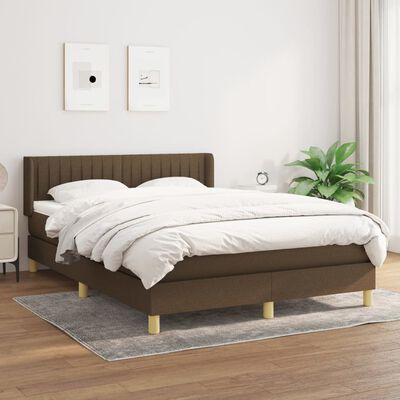 vidaXL Boxspringbett mit Matratze Dunkelbraun 140x200 cm Stoff