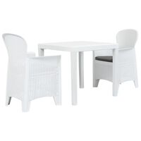 vidaXL 3-tlg. Bistro-Set Kunststoff Weiß Rattan-Optik