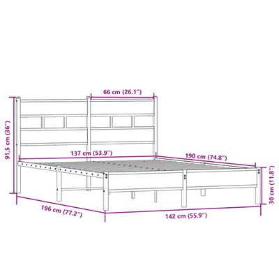 vidaXL Bettgestell ohne Matratze Sonoma-Eiche 137x190 cm Holzwerkstoff