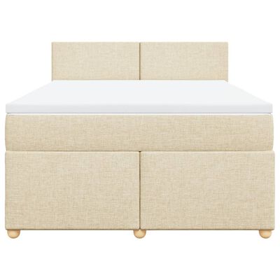 vidaXL Boxspringbett mit Matratze Creme 160x200 cm Stoff