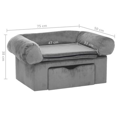 vidaXL Hundesofa mit Schublade Grau 75x50x38 cm Plüsch