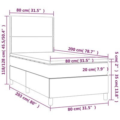 vidaXL Boxspringbett mit Matratze & LED Dunkelgrün 80x200 cm Samt