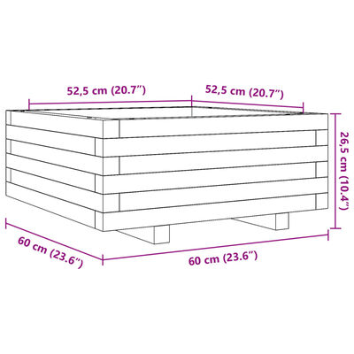 vidaXL Pflanzkübel Weiß 60x60x26,5 cm Massivholz Kiefer