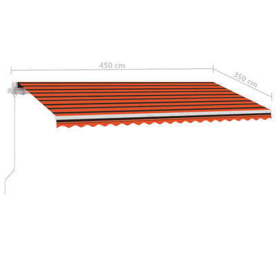 vidaXL Standmarkise Manuell Einziehbar 450x350 cm Orange/Braun