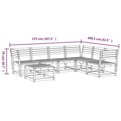 vidaXL 7-tlg. Garten-Lounge-Set Wachsbraun Massivholz Kiefer