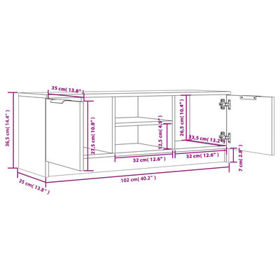 vidaXL TV-Schrank Weiß 102x35x36,5 cm Holzwerkstoff