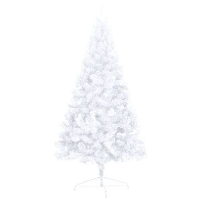 vidaXL Künstlicher Halb-Weihnachtsbaum Beleuchtung Kugeln Weiß 150 cm