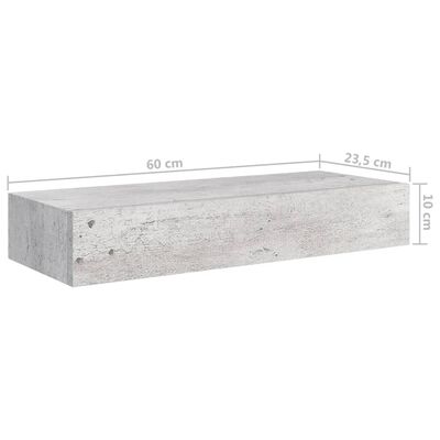 vidaXL Wandregale mit Schubladen 2 Stk. Betongrau 60x23,5x10 cm MDF