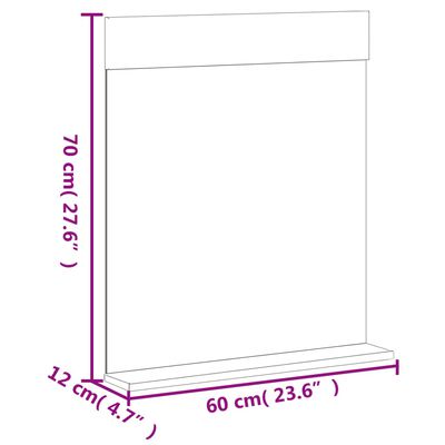 vidaXL Badspiegel mit Ablage BERG Weiß 60x12x70 cm Massivholz