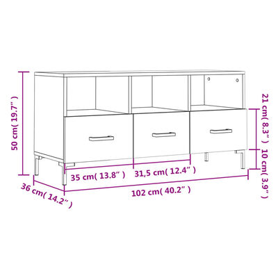 vidaXL TV-Schrank Räuchereiche 102x36x50 cm Holzwerkstoff