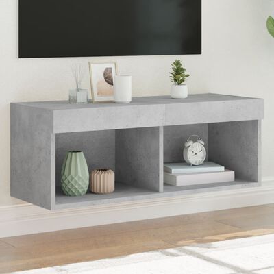 vidaXL TV-Schrank mit LED-Leuchten Betongrau 80x30x30 cm