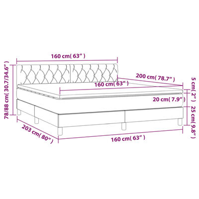 vidaXL Boxspringbett mit Matratze Creme 160x200 cm Stoff