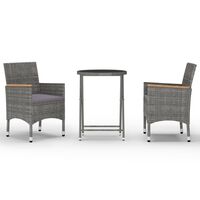 vidaXL 3-tlg. Bistro-Set Poly Rattan und Hartglas Grau