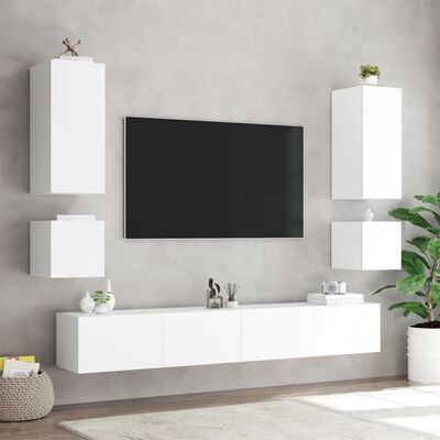 vidaXL TV-Wandschrank mit LED-Leuchten Weiß 100x35x41 cm