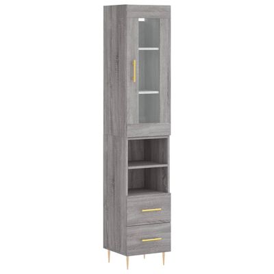 vidaXL Highboard Grau Sonoma 34,5x34x180 cm Holzwerkstoff