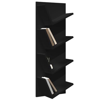 vidaXL Wand-Bücherregal mit 4 Fächern Schwarz 33x16x90 cm