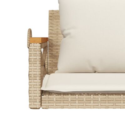 vidaXL Hängebank mit Kissen Beige 109x62x40 cm Poly Rattan