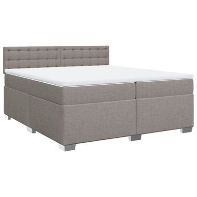 vidaXL Boxspringbett mit Matratze Taupe 200x200 cm Stoff