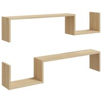 vidaXL Wandregale 2 Stk. Sonoma-Eiche 100x15x20 cm Holzwerkstoff