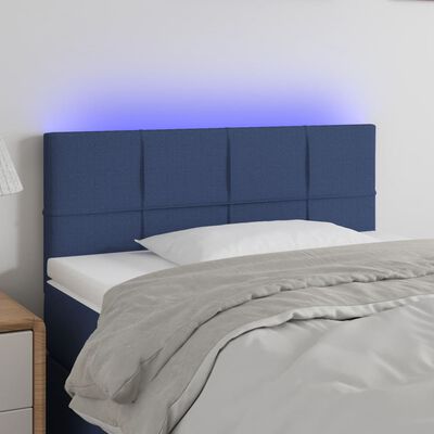 vidaXL LED Kopfteil Blau 100x5x78/88 cm Stoff