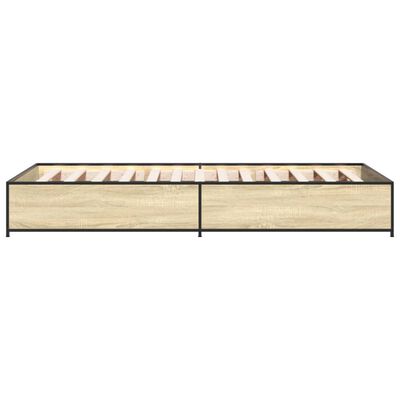 vidaXL Bettgestell Sonoma-Eiche 75x190 cm Holzwerkstoff und Metall