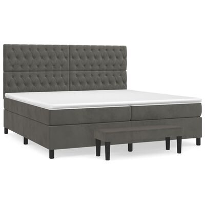 vidaXL Boxspringbett mit Matratze Dunkelgrau 200x200 cm Samt