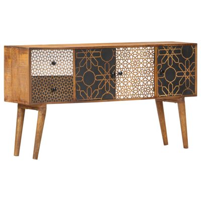 vidaXL Sideboard mit Druckmuster 130×30×70 cm Massivholz Mango