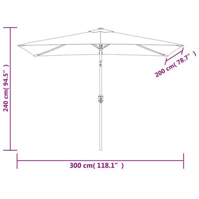 vidaXL Sonnenschirm 200x300 cm Sandweiß Rechteckig