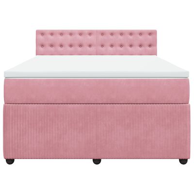 vidaXL Boxspringbett mit Matratze Rosa 140x200 cm Samt