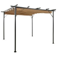 vidaXL Pergola mit Ausziehbarem Dach Taupe 3x3 m Stahl 180 g/m²