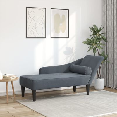 vidaXL Chaiselongue mit Kissen Dunkelgrau Samt