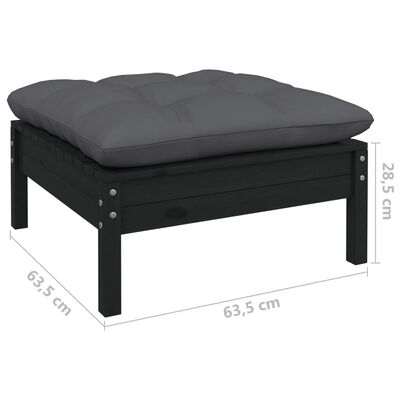 vidaXL 5-tlg. Garten-Lounge-Set mit Kissen Schwarz Kiefernholz