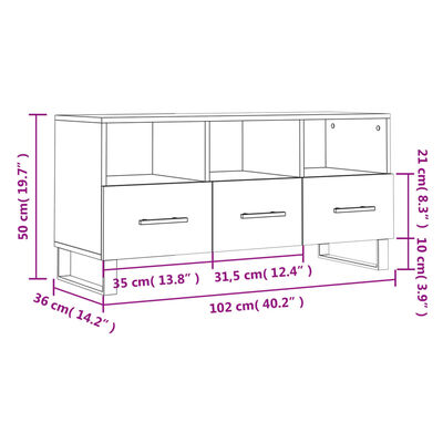 vidaXL TV-Schrank Betongrau 102x36x50 cm Holzwerkstoff