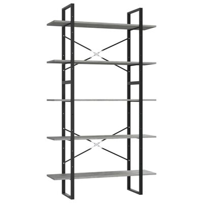 vidaXL Bücherregal 5 Fächer Betongrau 100x30x175 cm Holzwerkstoff