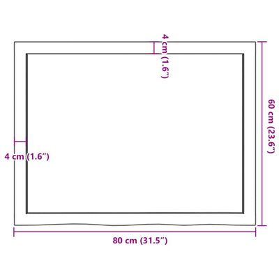 vidaXL Tischplatte 80x60x(2-6) cm Massivholz Eiche Unbehandelt