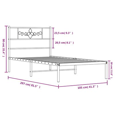 vidaXL Bettgestell mit Kopfteil Metall Weiß 100x200 cm