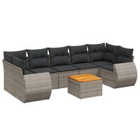 vidaXL 8-tlg. Garten-Sofagarnitur mit Kissen Grau Poly Rattan