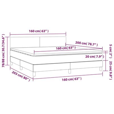 vidaXL Boxspringbett mit Matratze Hellgrau 160x200 cm Stoff