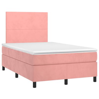 vidaXL Boxspringbett mit Matratze & LED Rosa 120x190 cm Samt